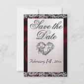 Elegant Pearl, Burgund Ribbon & Sparkle Save The Date (Vorderseite)