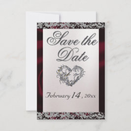 Elegant Pearl, Burgund Ribbon & Sparkle Save The Date