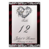 Elegant Pearl, Burgund Ribbon & Sparkle Tischnummer (Rückseite)