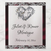 Elegant Pearl, Burgund Ribbon & Sparkle Weinetikett (Einzelnes Label)