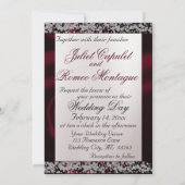 Elegant Pearl, Burgundy Ribbon & Sparkle Einladung (Rückseite)