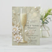 Elegant Pearl & Champagne Glass 30. Wedding Anniv Einladung (Stehend Vorderseite)