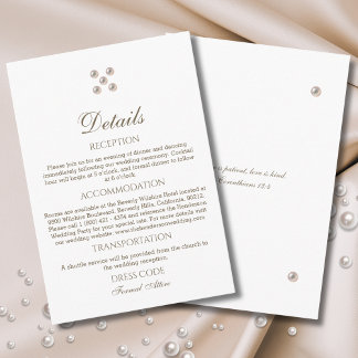 Elegant Pearl Christian Wedding Details Begleitkarte