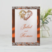 Elegant Pearl, Copper Ribbon & Sparkle Einladung (Stehend Vorderseite)