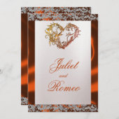 Elegant Pearl, Copper Ribbon & Sparkle Einladung (Vorne/Hinten)