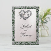 Elegant Pearl, Emerald Ribbon & Sparkle 2 Einladung (Stehend Vorderseite)