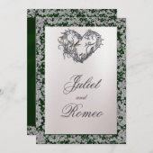 Elegant Pearl, Emerald Ribbon & Sparkle 2 Einladung (Vorne/Hinten)