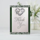 Elegant Pearl, Emerald Ribbon & Sparkle Dankeskarte (Stehend Vorderseite)