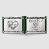 Elegant Pearl, Emerald Ribbon & Sparkle Gästebuch (Voll)