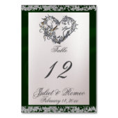 Elegant Pearl, Emerald Ribbon & Sparkle Tischnummer (Vorderseite)