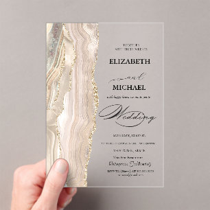 Elegant Pearl Glitzer Script Wedding Acryleinladungen