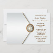 Elegant Pearl Gold 50. Hochzeitstag Einladung (Rückseite)