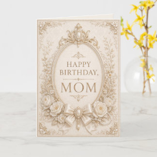 Elegant Pearl & Gold Birthday Card for Mom Karte