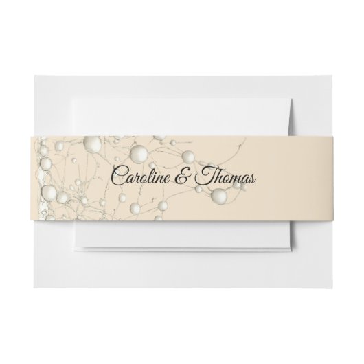 Elegant Pearl Gold Script Wedding Romantic Pearls Einladungsbanderole (Vorderseite Beispiel)