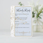 Elegant Pearl Gold Script Wedding Romantic Pearls RSVP Karte (Stehend Vorderseite)