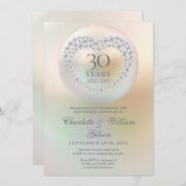 Elegant Pearl Heart 30. Hochzeitstag Einladung (Vorne/Hinten)