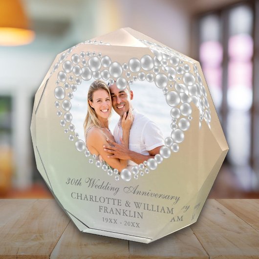 Elegant Pearl Heart 30. Hochzeitstag Fotoblock