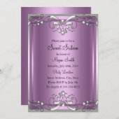 Elegant Pearl Lila 16 . Geburtstag Einladung (Vorne/Hinten)