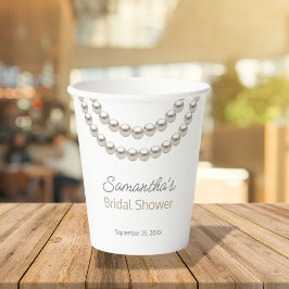 Elegant Pearl Necklace Brautparty Pappbecher