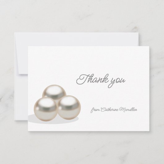 Elegant Pearl Necklace Wedding Elegant Dankeskarte (Vorderseite)