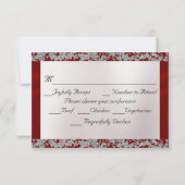 Elegant Pearl, Red Ribbon & Sparkle RSVP Karte (Rückseite)