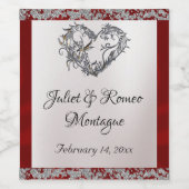 Elegant Pearl, Red Ribbon & Sparkle Weinetikett (Einzelnes Label)