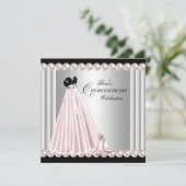 Elegant Pearl Silver Pink Quinceanera Einladung (Stehend Vorderseite)