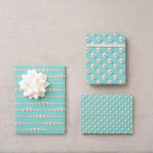 Elegant Pearl & Turquoise Geschenkpapier Set