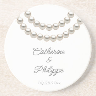 Elegant Pearl Wedding Getränkeuntersetzer