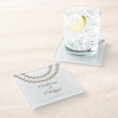 Elegant Pearl Wedding Glasuntersetzer (Schrägansicht)