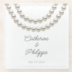 Elegant Pearl Wedding Glasuntersetzer