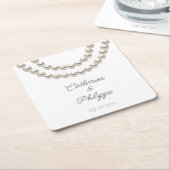 Elegant Pearl Wedding Rechteckiger Pappuntersetzer (angewinkelt)