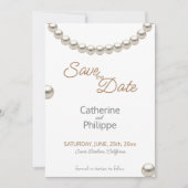Elegant Pearl Wedding Save the Date Einladung (Vorderseite)