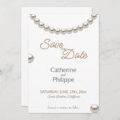 Elegant Pearl Wedding Save the Date Einladung (Vorne/Hinten)