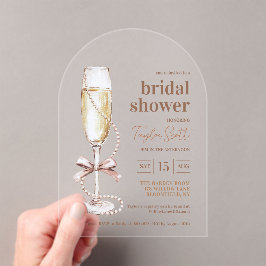 Elegant Pearls and Prosecco Arch Acryleinladungen