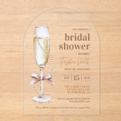 Elegant Pearls and Prosecco Arch Acryleinladungen (Vorderseite)