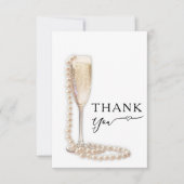 Elegant Pearls and Prosecco Bridal Shower Dankeskarte (Vorderseite)