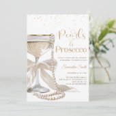 Elegant Pearls and Prosecco Bridal Shower Einladung (Stehend Vorderseite)