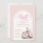 Elegant Pearls and Prosecco Bridal Shower Invite Einladung (Vorderseite)