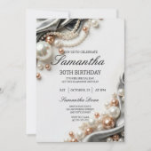 Elegant Pearls and Satin 30th Birthday Invitation Einladung (Vorderseite)