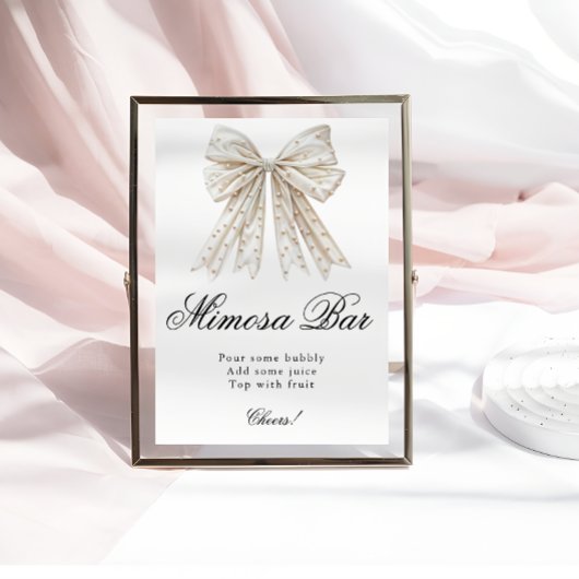 Elegant Pearls Bow Brautparty Mimosa Bar Poster