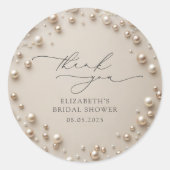 Elegant Pearls Brautparty Vielen Dank Runder Aufkleber (Vorderseite)