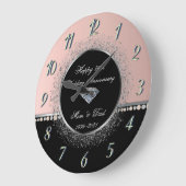 Elegant Pearls Confetti 25. Hochzeitstag Große Wanduhr (Winkel)