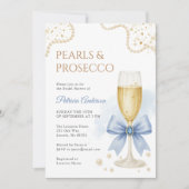 Elegant Pearls & Prosecco Bridal Shower Invitation Einladung (Vorderseite)