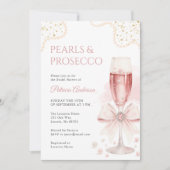 Elegant Pearls & Prosecco Bridal Shower Invitation Einladung (Vorderseite)