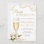 Elegant Pearls & Prosecco Bridal Shower Invitation Einladung (Vorderseite)