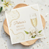 Elegant Pearls & Prosecco Bridal Shower Serviette