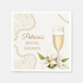 Elegant Pearls & Prosecco Bridal Shower Serviette (Vorderseite)