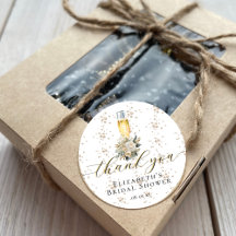 Elegant Pearls & Prosecco Bridal Shower Thank You