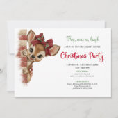 Elegant Peeking Reindeer Funny Cartoon Holiday Einladung (Vorderseite)